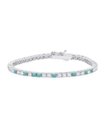 Authentic CRISLU Brilliant Cut CZ and Turquoise Tennis Bracelet - $3,868.22 MXN