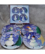 Oneida Snow Pals Salad Dessert Plates Zulauf Christmas 8-1/4&quot; Box of 4 Xmas - $15.67