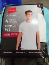 Hanes Ultimate Men&#39;s S 4Tagless T-Shirts Comfort Fit Cotton Stretch Box ... - £12.92 GBP