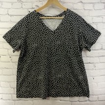 Woman Within Blouse Womens Sz L Black White Polka Dot Print  - £7.61 GBP