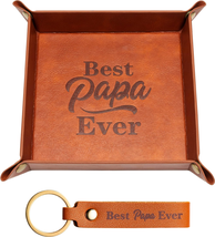 Fathers Day Gifts for Dad, 2Pcs PU Valet Tray Keychain Desktop Storage Organizer - £15.96 GBP