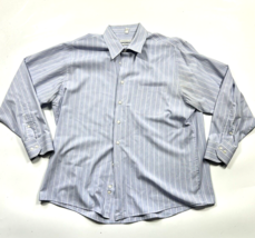 Geoffrey Beene Dress Shirt Men&#39;s XL 17.5 Blue Stripe Long Sleeve Button Down - £12.40 GBP