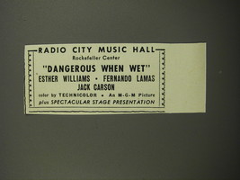 1953 Dangerous When Wet Movie Ad - Radio City Music Hall Rockefeller Center - £14.62 GBP