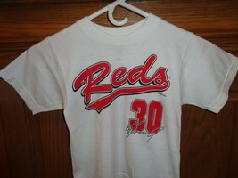 Vtg White Cincinnati Reds #30 Ken Griffey Jr MLB Screen Jersey Shirt Kids Sz 6-8 - £19.46 GBP