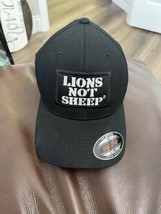 Lions Not Sheep Black Hat White Letters Mens Large Extra L XL Flexfit Patriot - £17.97 GBP