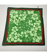 Nasharr Freres Vintage 1970s 80s Scarf 21&quot; Square Green Orange Red Flora... - $14.29