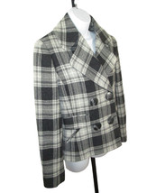 Anne Klein Pea Coat Womens Size 4 Plaid Wool Gray Double Breasted Pockets Lined - £22.27 GBP
