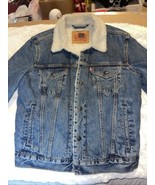 Levis Jean Jacket Mens Small Blue Denim Type Sherpa Original Trucker Snaps - $44.55