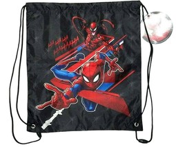 Marvel SPIDER-MAN Kid 15in x13in Cinch Gym Bag Sack Pack Drawstring Backpack  - £11.86 GBP