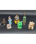 Vintage Lot of Asian Collectible Minis Both Paws Lucky Cat Buda Kokeshi ... - $80.32 CAD