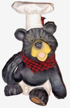Chef Black Bear Wine Bottle Holder Hat Apron Buffalo Fabric Red Black Sc... - $502.71 MXN