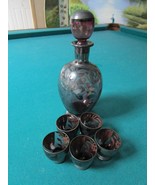 Compatible with Antique Silver Overlay Decanter and Cups Blue and Purple... - $1,946.17 MXN