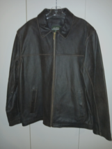 EDDIE BAUER MEN&#39;S BROWN LEATHER JACKET-L-BARELY WORN-NICE - $70.13