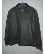 EDDIE BAUER MEN&#39;S BROWN LEATHER JACKET-L-BARELY WORN-NICE - $95.26 CAD