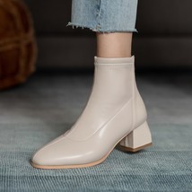 NEW Women&#39;s Chelsea Boots Faux Leather Ankle Boots Thick Heel High Heels Shoes W - £54.38 GBP