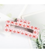 Red White Christmas Snowflake Rectangle Hair Claw Clip - €11,94 EUR