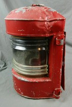 Big Antique Vintage Ship Lantern storage cabinet red chippy shabby paint... - $247.49