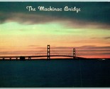 Sunset View Mackinac Bridge Mackinac Island Michigan MI UNP Chrome Postc... - $2.92