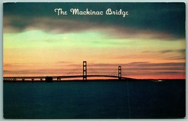 Sunset View Mackinac Bridge Mackinac Island Michigan MI UNP Chrome Postcard A11 - £2.29 GBP