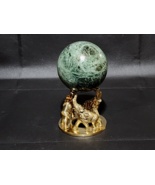 Beautiful DECORATIVE CRAFTS Solid Brass ELEPHANT Base, Genuine Green Mar... - £81.23 GBP