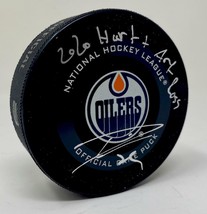 Leon Draisaitl Autographed &quot;2020 Hart &amp; Art Ross&quot; Official Game Puck Fanatics - £135.09 GBP