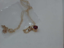 14k .25ct Garnet Solitaire Pendant Drop Necklace Yellow Gold 18&quot; 1.0G Ne... - $247.49