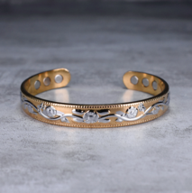 Classic Two Tone Copper Therapy / Healing Magnetic Bangle - £11.96 GBP