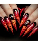Halloween Press on Nails Long Stiletto Fake Nails Orange Spider Web Design - €12,04 EUR Halloween Press on Nails Long Stiletto Fake Nails Orange Spider Web Design - €12,04 EUR