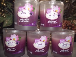 Glade PINK PETALS WILD VIOLETS 5 Glass Jar Candles 4 oz Each Candle - £20.62 GBP