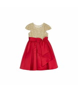 MSRP $74 Rare Editions Toddler Girls Cascade Bow Dress Gold/Red SIze 4T - $44.55