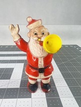 Vtg Rosen / Rosbro Hard Plastic Santa Claus w Horn Candy Container Christmas MCM - $32.73