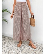 Red Bohemian Print Slit Wide Leg Smocked High Waist Pants - €13,96 EUR