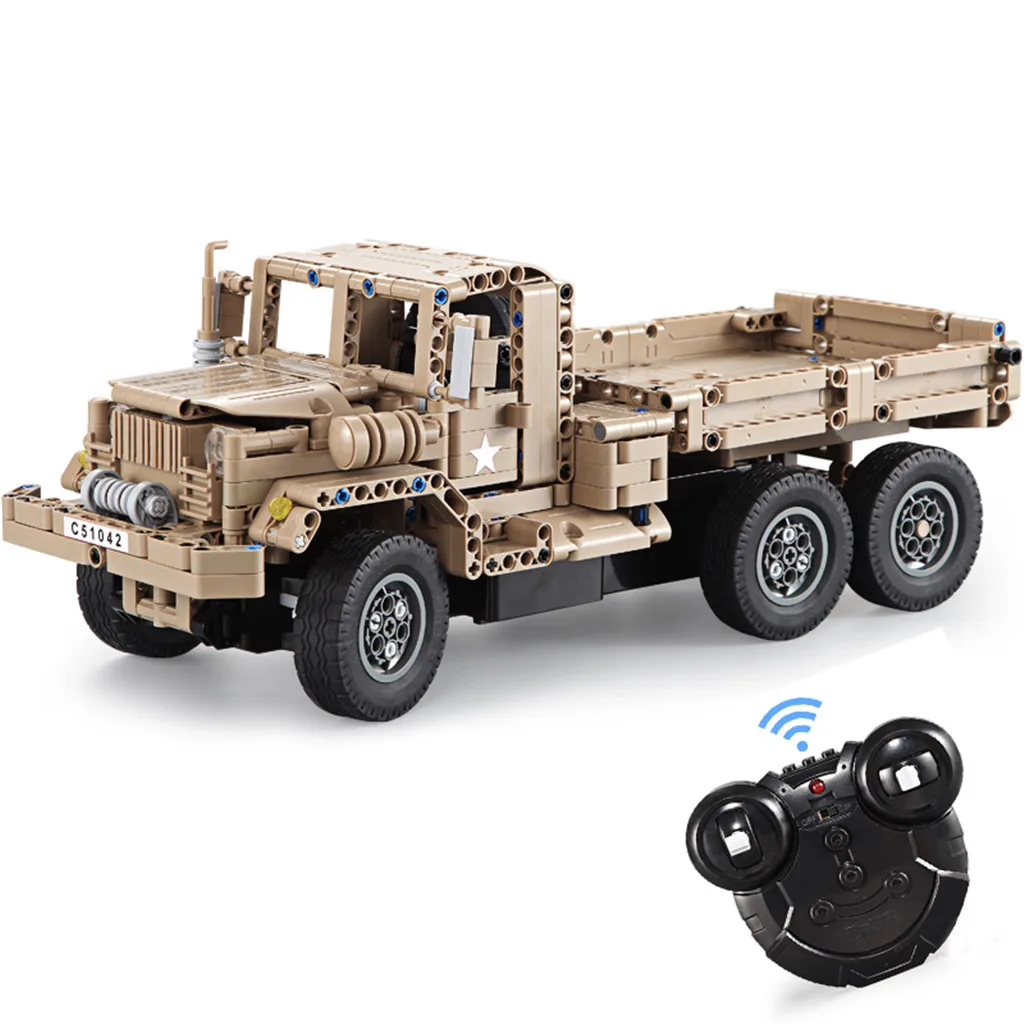 Electric Building Block Remote Control Car Off-road Vehicle Military Card C - £98.43 GBP