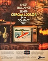 Zenith TV Sheer Brilliance Chromacolor Compact Size -1972 Vintage Print Ad - $181.16 MXN