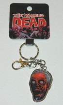 The Walking Dead, Dead Head Red &amp; Silver Toned Metal Keyfob KeyChain NEW UNUSED - $14.49