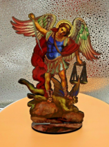 Saint Michael The Archangel 6&quot; Laser Image on Thin Wood Statue, New #AB-33 - $9.74 CAD