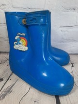 Vintage Smurf Rain Boots Galoshes Willies Shoes Toddler Size 11 Royal Blue - £7.97 GBP