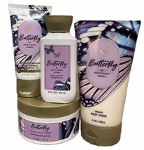 4 Pc Bath &amp; Body Works BUTTERFLY Set Scrub Butter Shower Gel Cream Lotion - $29.60