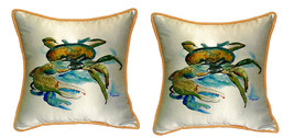 Pair of Betsy Drake Fiddler Crab Small Pillows 12 Inch X 12 Inch - £54.37 GBP