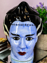 Ceramic Ghastly Mrs Frankenstein The Bride Zombie Skull Cookie Jar Halloween - £24.76 GBP
