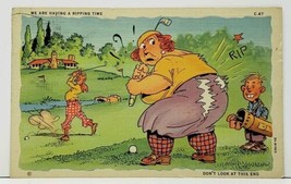 Golf We are Having A Ripping Time Don&#39;t Look at This End! Curteich Postcard I15 - £2.99 GBP