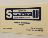Merriman’s Tire &amp; Service Center Vintage Business Card Tucson Arizona BC2 - $3.95