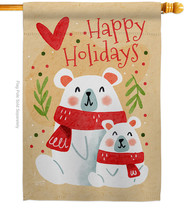 Beary Happy Holiday House Flag 28 X 40 Double-Sided Winter Wonderland Banner - £29.08 GBP