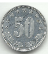1953 50 Para Jugoslavia Aluminum Coin Yugoslavia Republic Eastern Europe - $62.00
