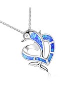 INLAY OPAL HAWAIIAN DOLPHIN IN HEART SOLID 925 STERLING SILVER SLIDER PE... - £31.18 GBP