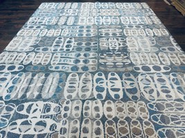 Modern Hand Tufted Rug 8x10, Crate&amp;Barrel Carpet, Abstract Rug, Blue Ivo... - £1,164.21 GBP