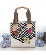 Consuela Michelle Patent and Natural Leather Embroidered Classic Tote Bag NWT - $360.86
