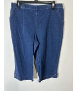 Croft &amp; Barrow Mid Rise Stretch Waist Pull On Blue Denim Capris Size 14 ... - $27.71