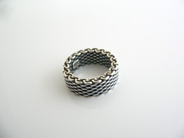 Tiffany &amp; Co Silver Oxidized Mesh Stacking Ring Band Sz 5 Love Gift Birt... - $298.00