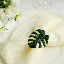 4 Metallic Green Napkin Rings With Tropical Leaf Design Party Events Supplies Gi - £16.23 GBP